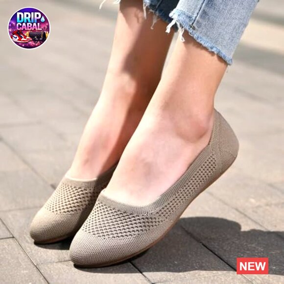 Knit Ballet Flats with Memory Foam, Slip-On Walking Shoes